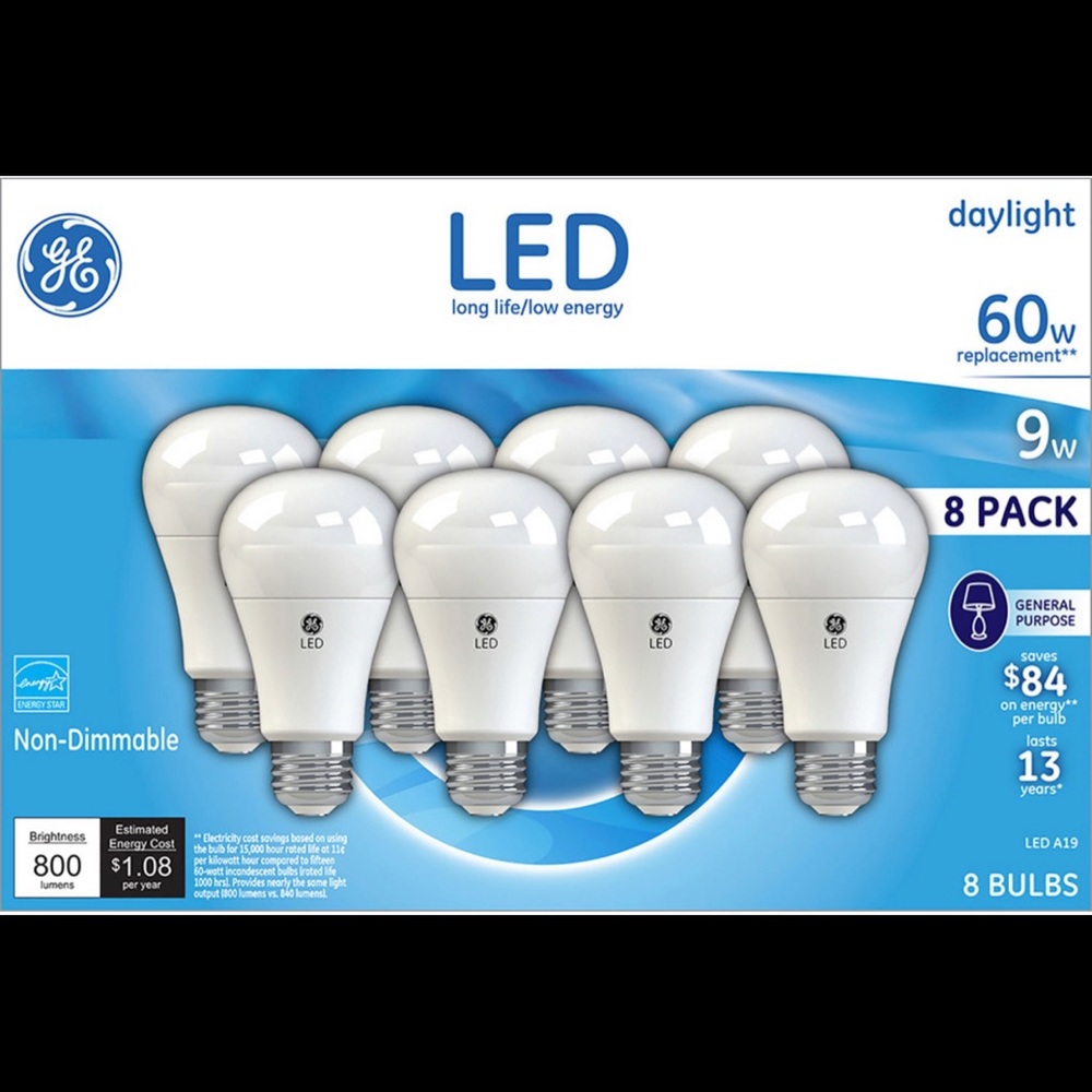 GE LED 9W 60W Daylight A19 8 pack 💡💡💡💡💡💡💡💡